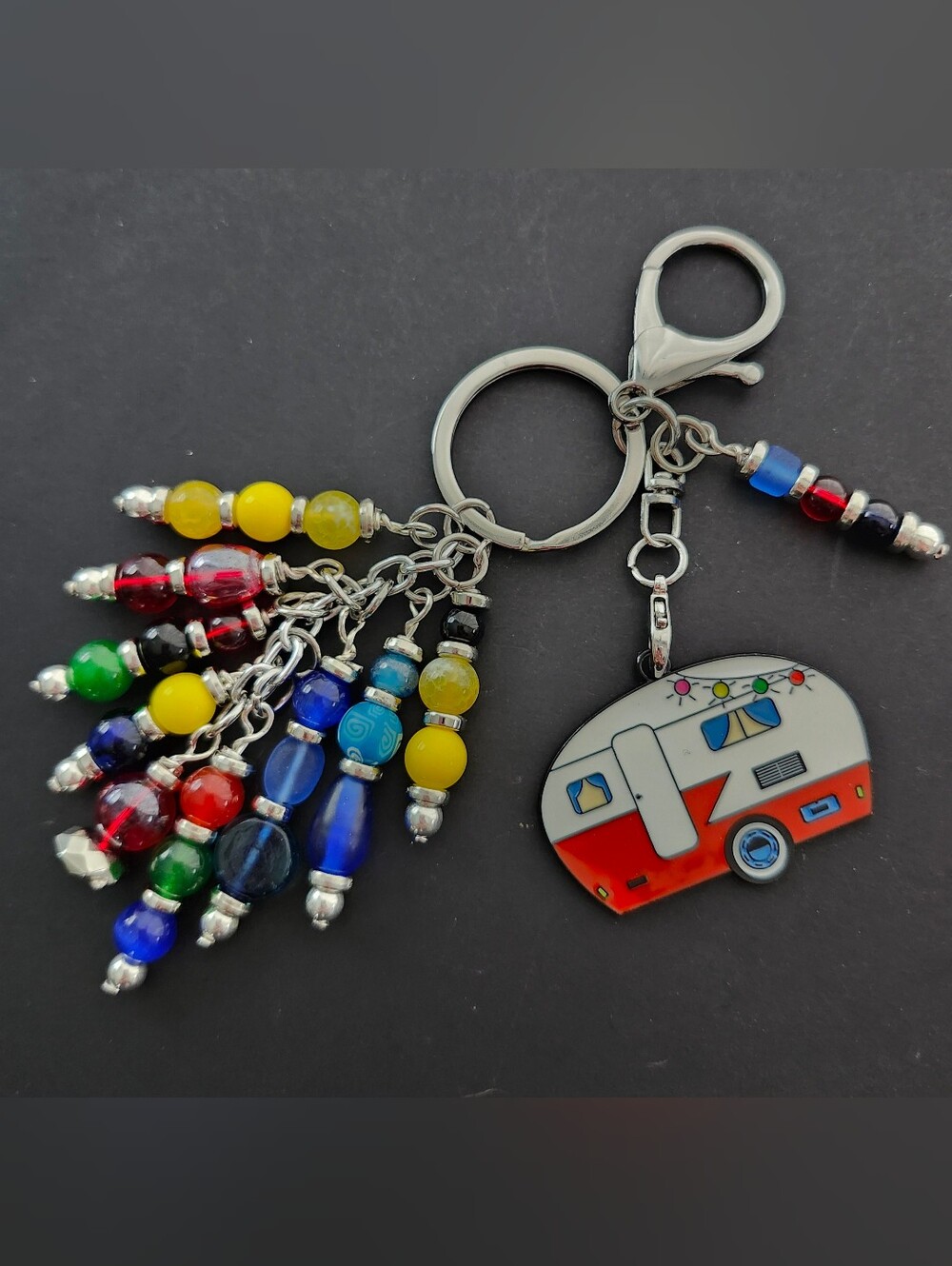 Colorful RV Purse Charm Agate Glass Handcrafted - Picture 4 of 5